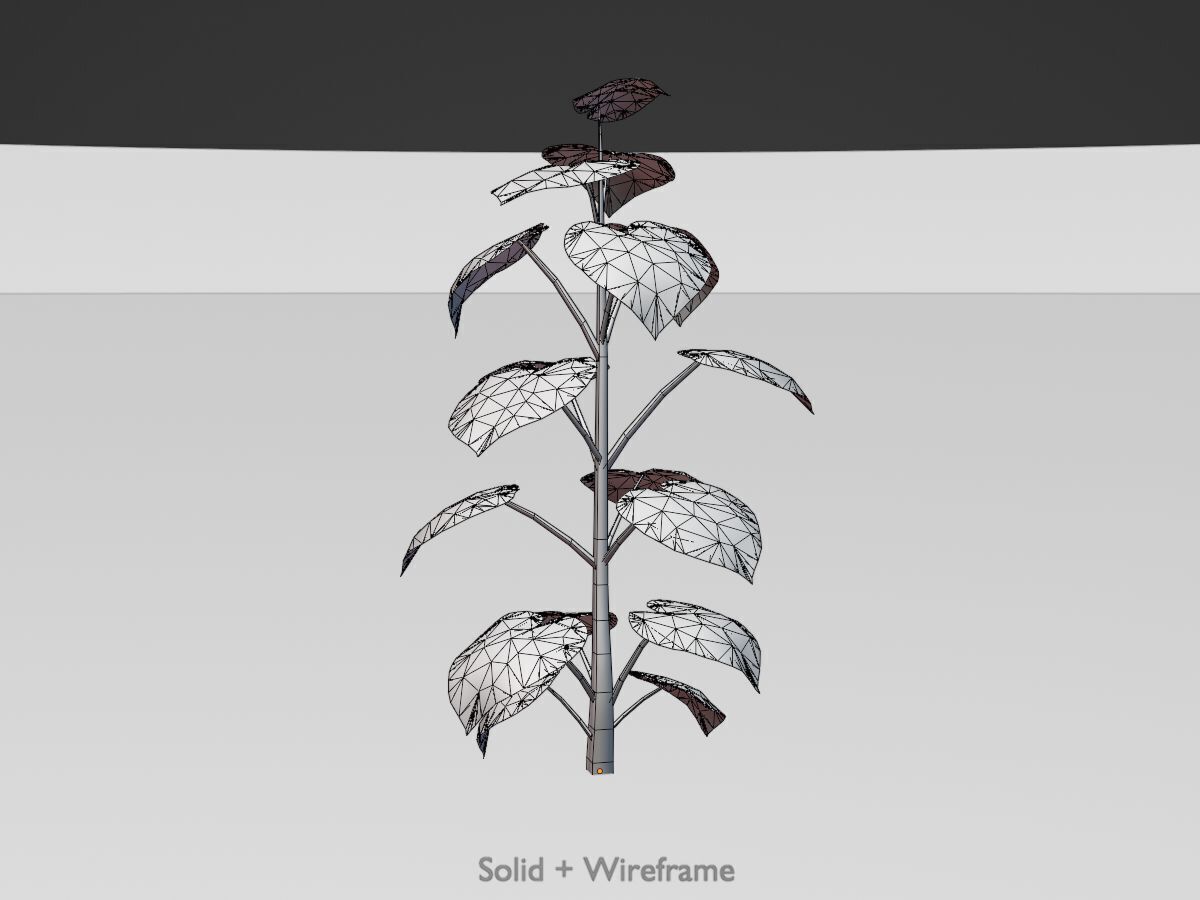 Empress tree summer LOD3 2000mm Low-poly 3D model_10