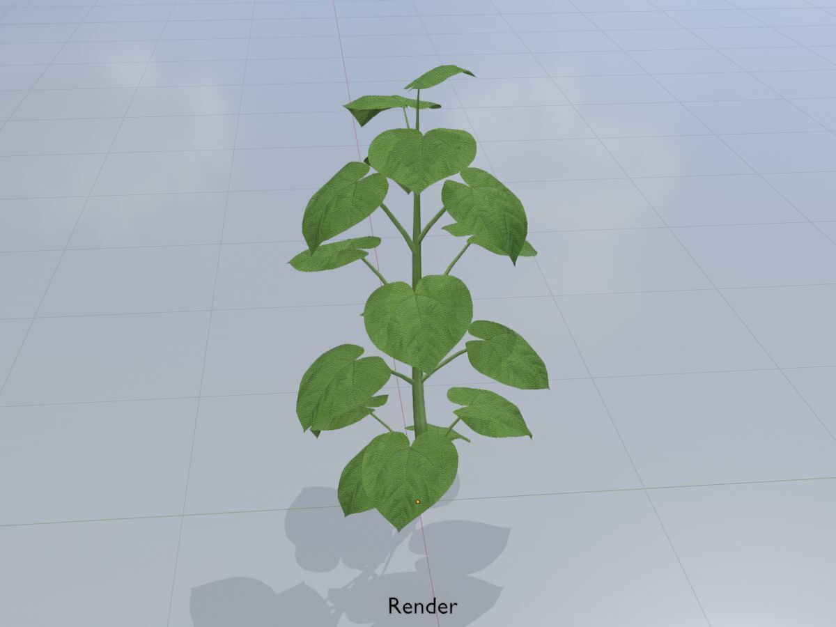 Empress tree summer LOD3 2000mm Low-poly 3D model_14