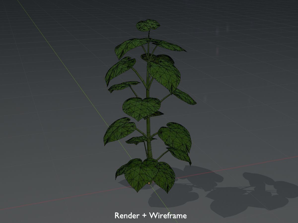 Empress tree summer LOD3 2000mm Low-poly 3D model_8