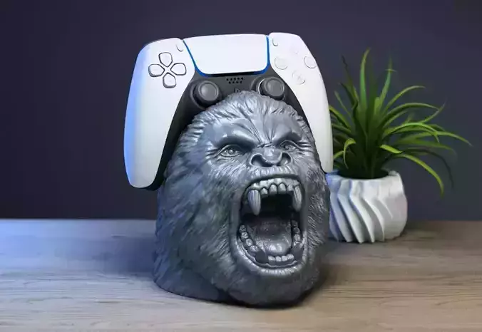 Gorilla scream head Ps5 controller stand 3D print model
