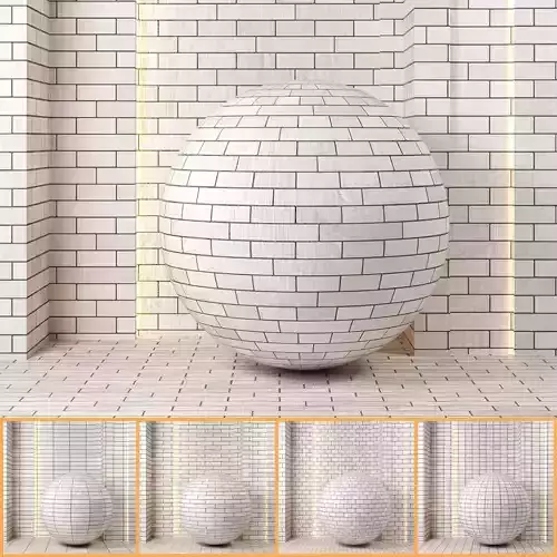 4K  Brick Wall Textures - 5 White  Patterns - Seamless PBR 