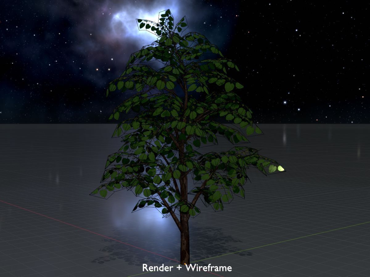 Empress tree summer LOD3 12000mm Low-poly 3D model_7