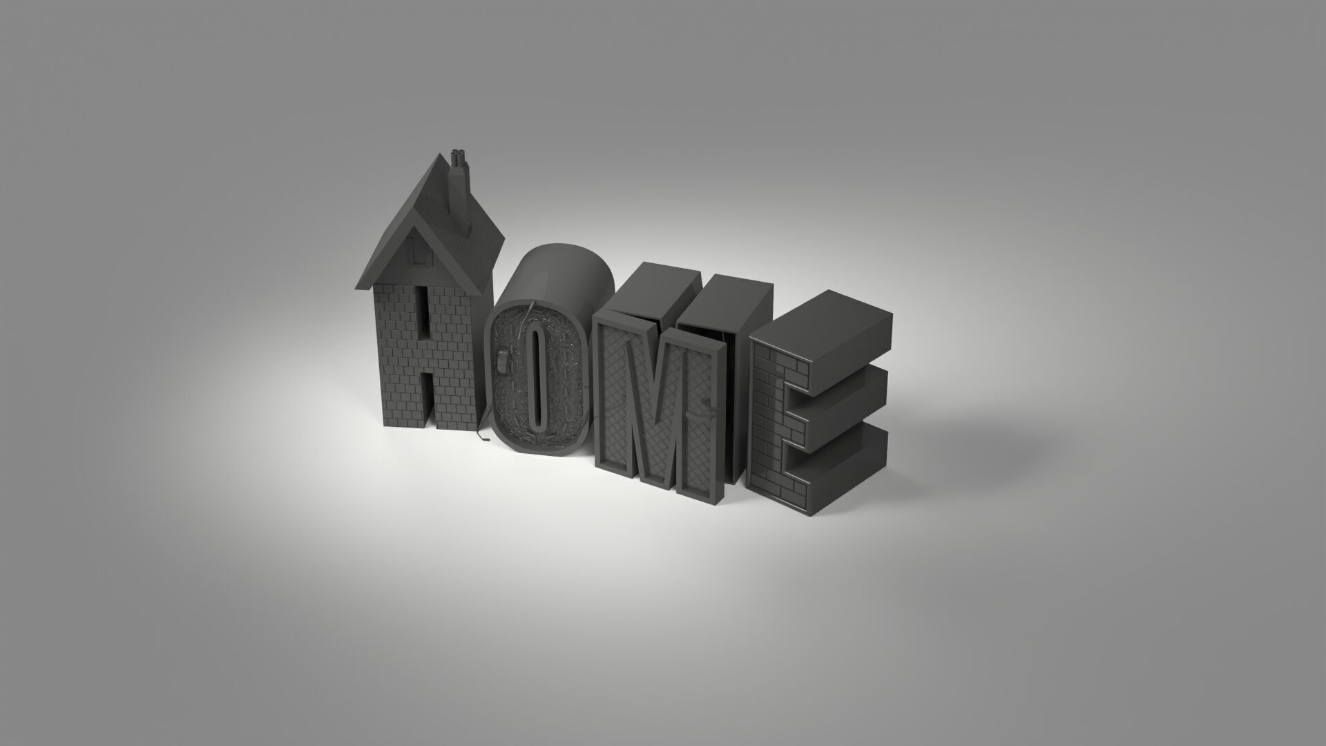 Home Ornamental Letters with House Designs 3D print model_5