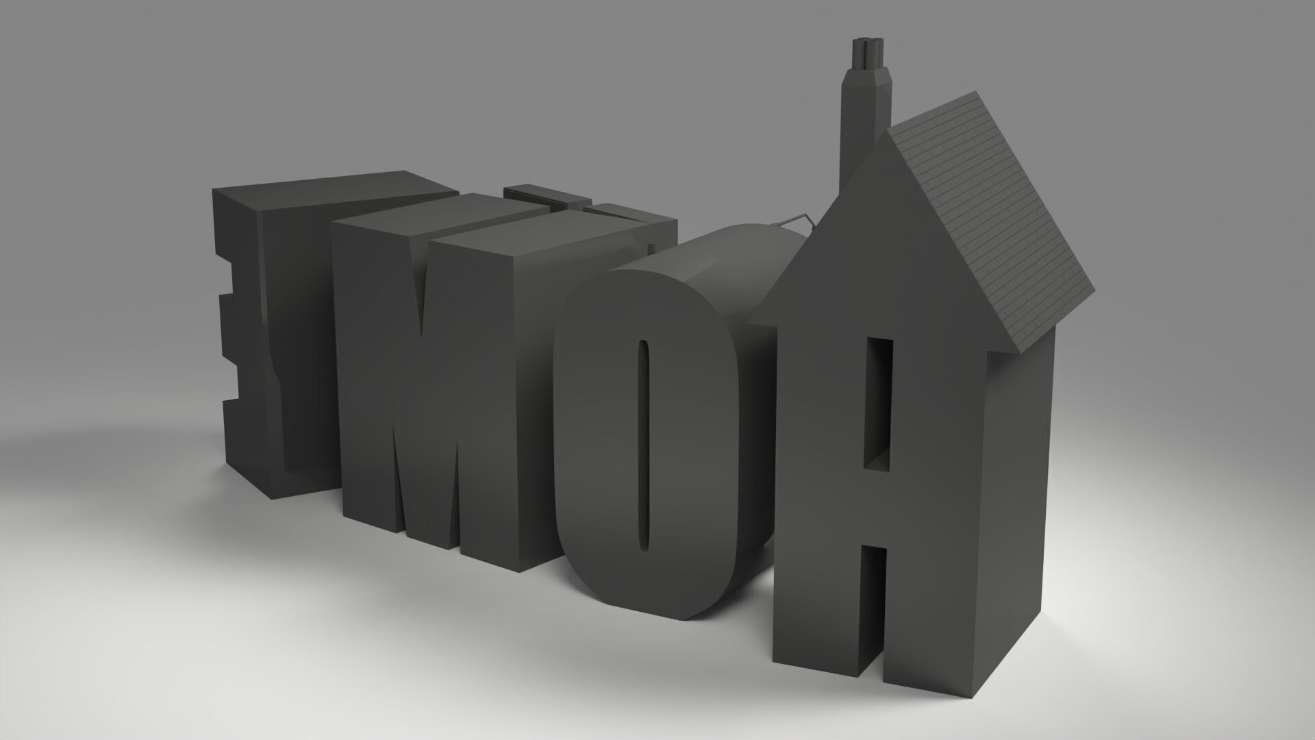 Home Ornamental Letters with House Designs 3D print model_4