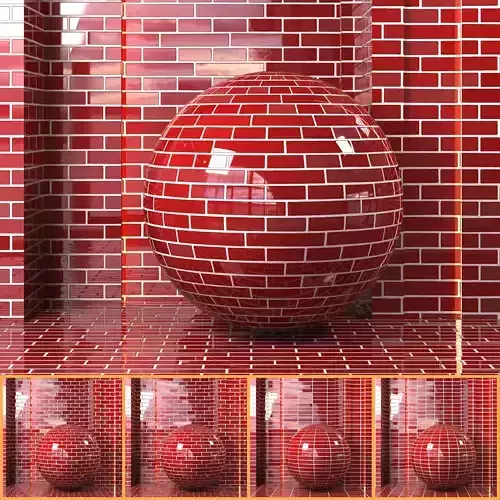 4K Glazed Brick Wall Textures  - Seamless PBR Glossy Bricks