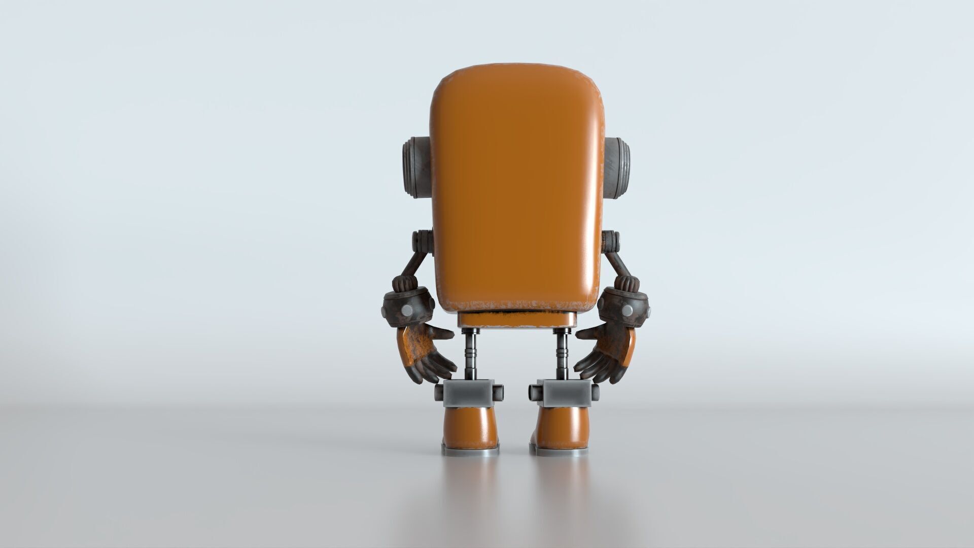 Retro Phoned Head Cute Robot Low-poly 3D model_2
