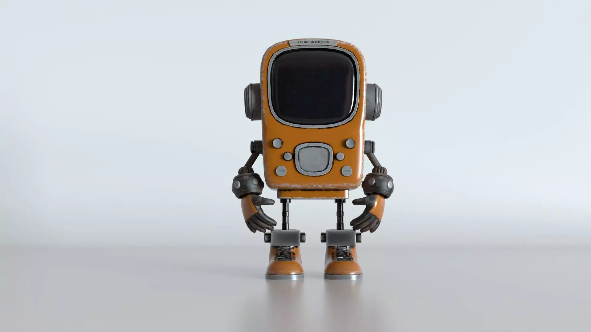 Retro Phoned Head Cute Robot Low-poly 3D model_0