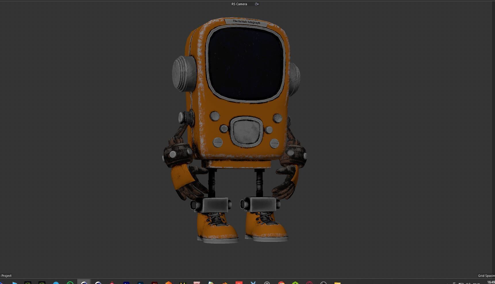 Retro Phoned Head Cute Robot Low-poly 3D model_16