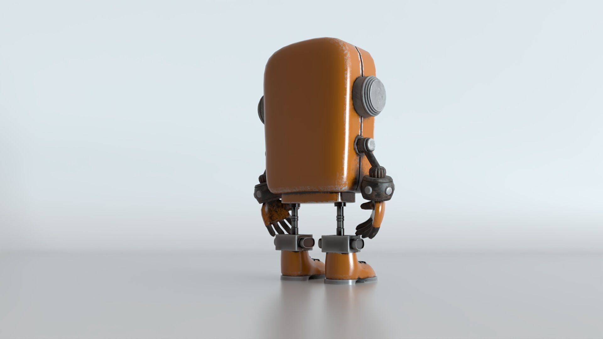 Retro Phoned Head Cute Robot Low-poly 3D model_3