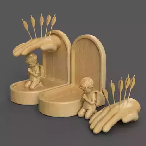 Praying Child Under Protection 3D STL File for Decoration