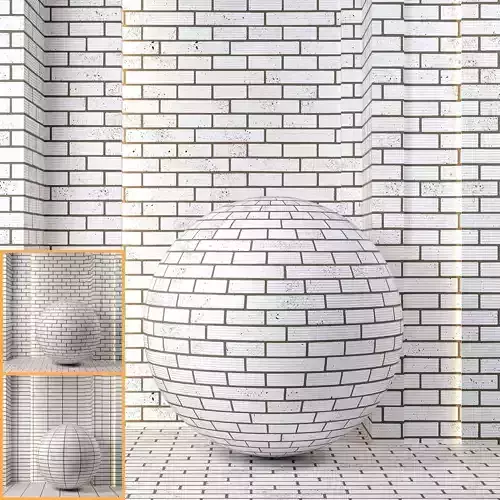 4K White Brick Wall Textures  - Seamless PBR - 3 Patterns