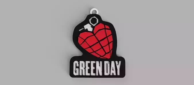Green Day  American Idiot Logo Heart Granada keychain  pendant   3D print model