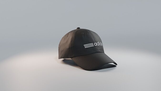 Adidas Baseball Cap Black and White Low-poly 3D model