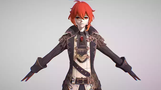Diluc - Genshin Impact Low-poly 3D model