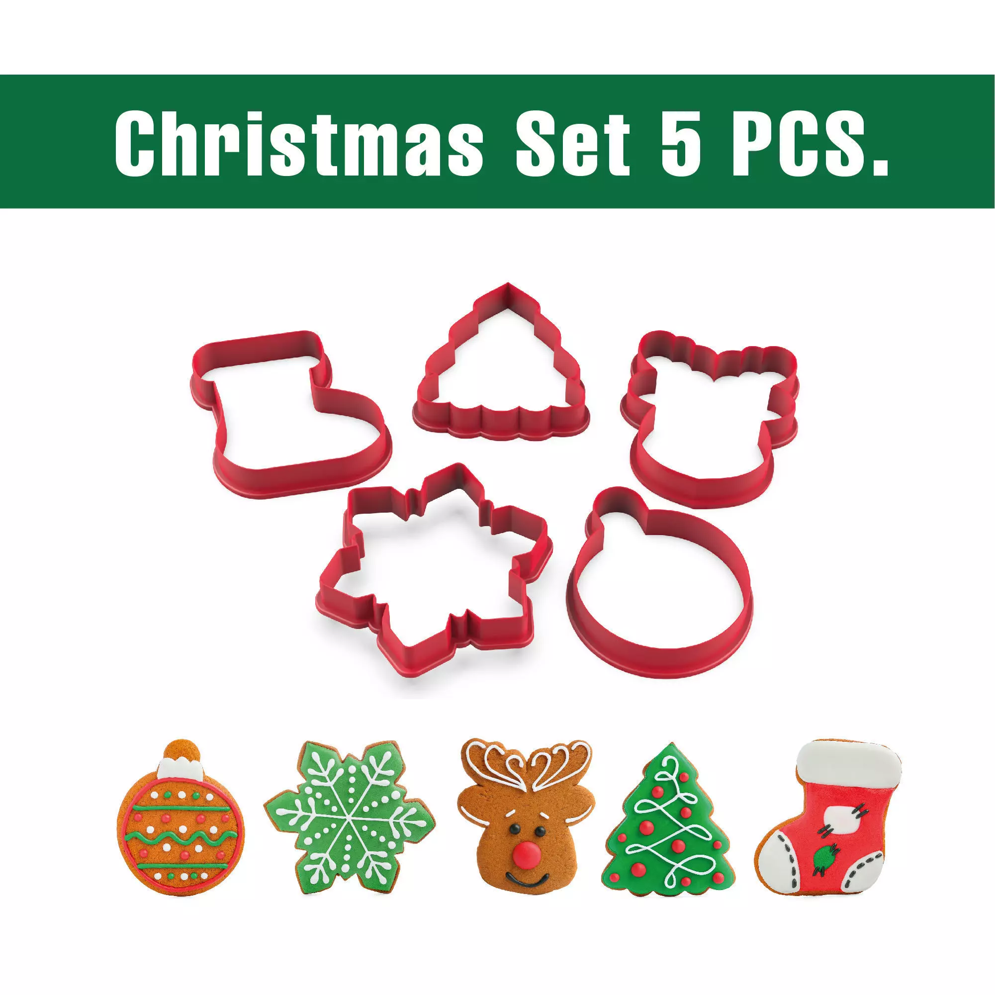Christmas Cookie Cutter Set - 5 PCS Festive Holiday Baking 3D print model_0