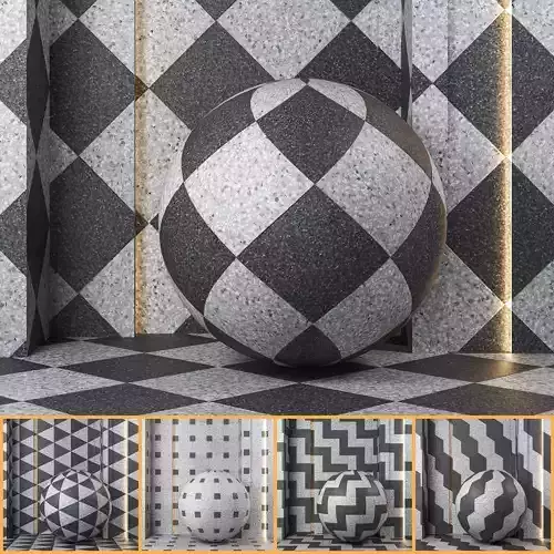 4K Terrazzo Diamond Floor Textures  - Seamless PBR - 5 Patterns