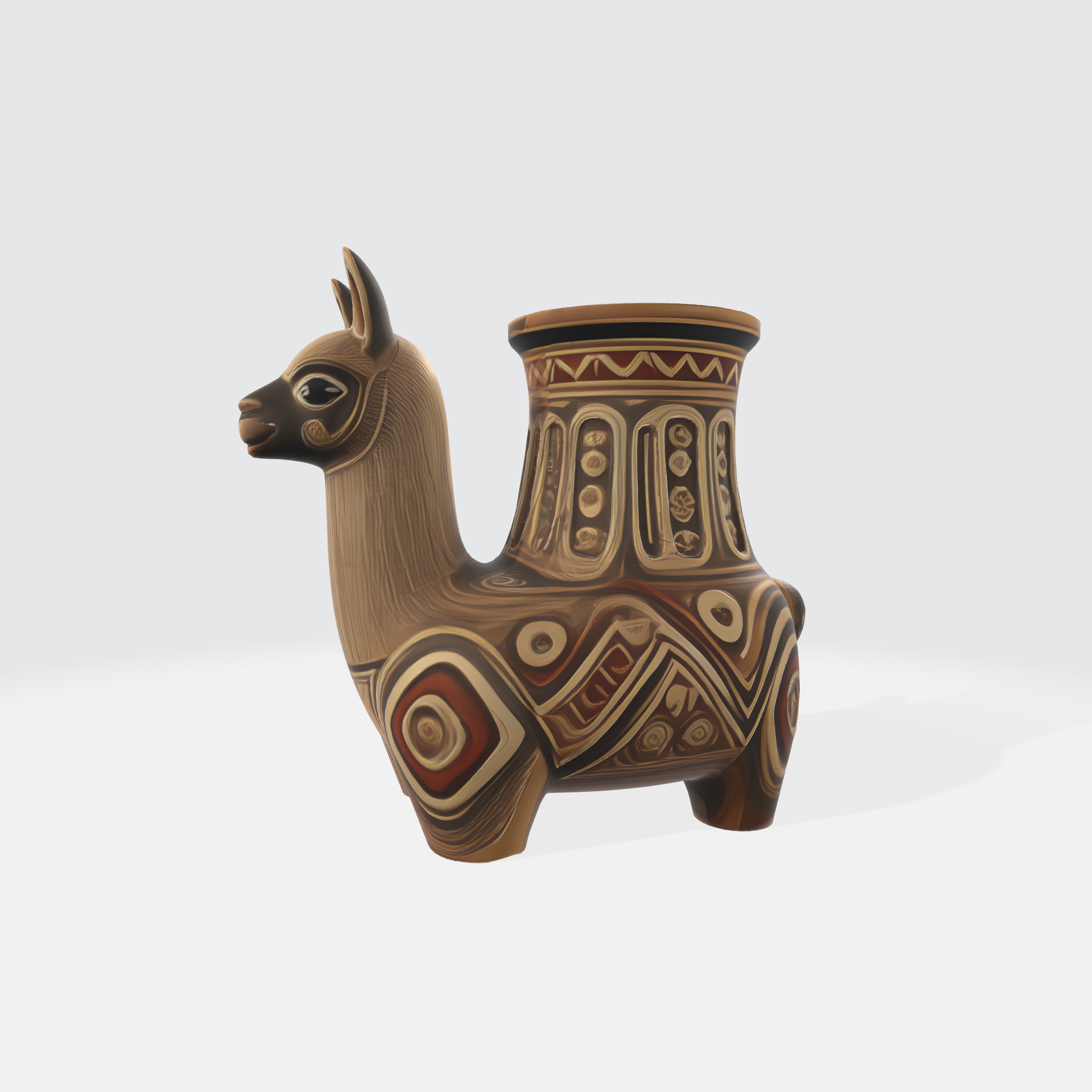 Vibrant Andean Llama Vase 3D model_1