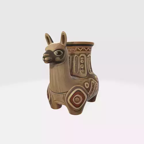 Vibrant Andean Llama Vase