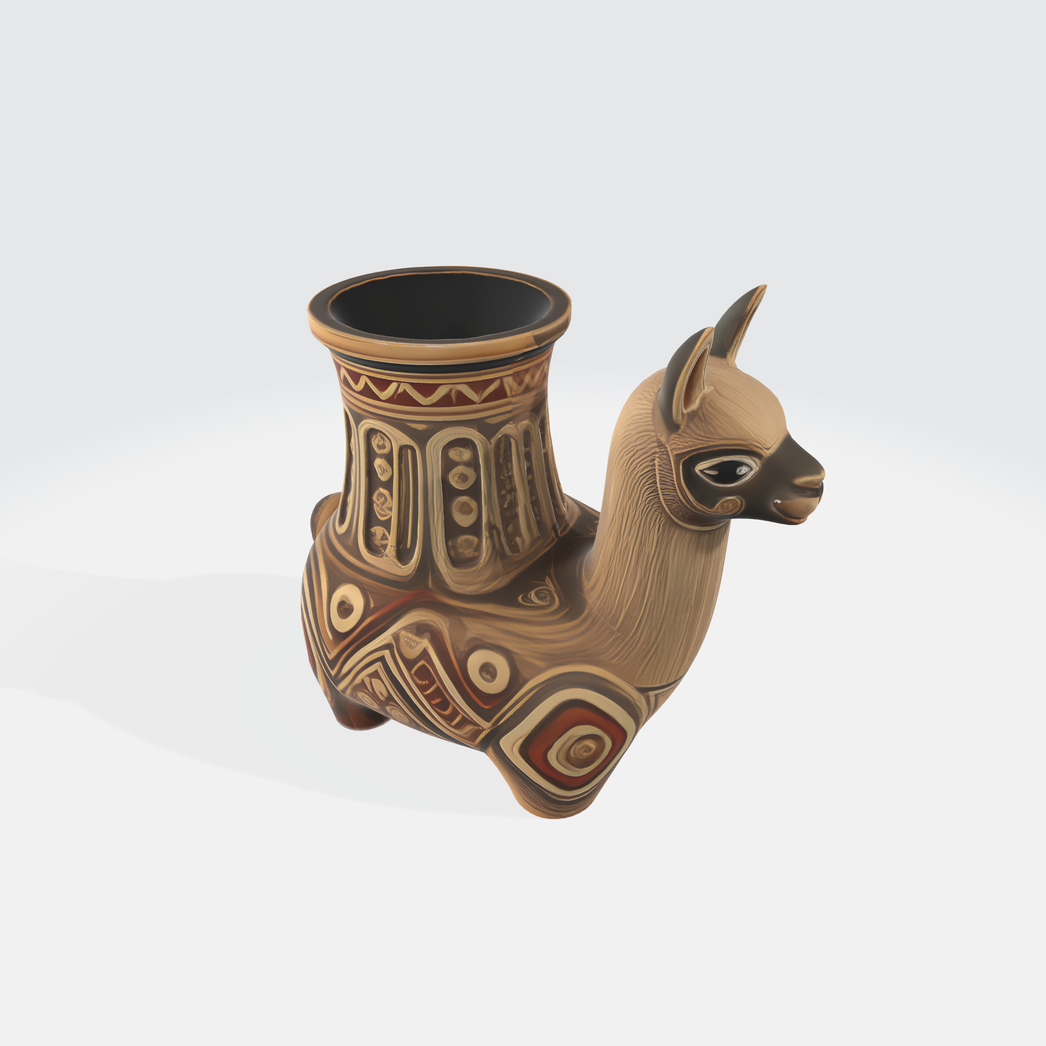 Vibrant Andean Llama Vase 3D model_3