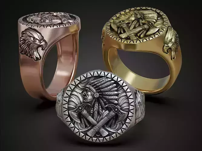 Ring Indian native american chief warrior