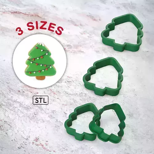 Christmas Tree Cookie Cutter - 3 Size - Christmas Tree Shape 3D print model