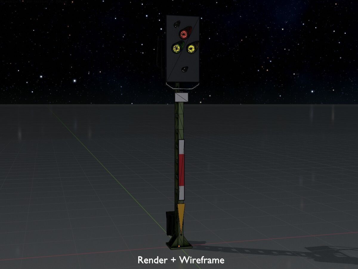 KS Railway Signal Post 4500mm Version-7 Low-poly 3D model_8