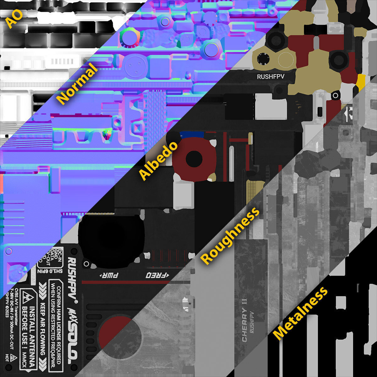 FPV Drone Parts Set Vol 2 Low-poly 3D model_18