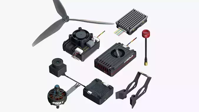 FPV Drone Parts Set Vol 2 Low-poly 3D model