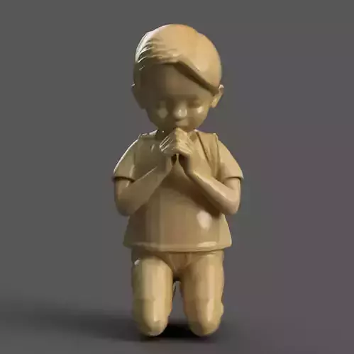 Praying Child 3D Model STL File for Decoration Gifts 2