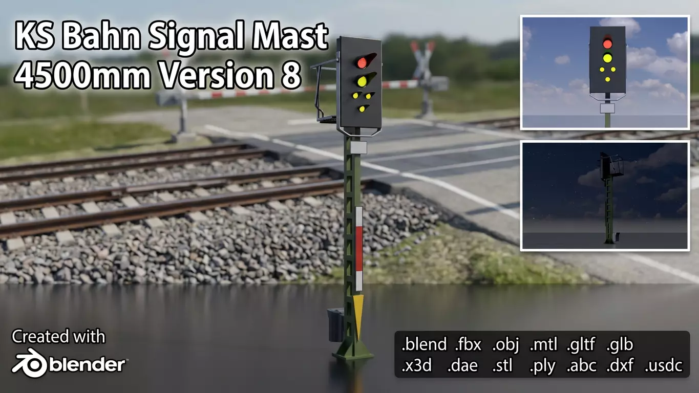 KS Railway Signal Post 4500mm Version-8 Low-poly 3D model