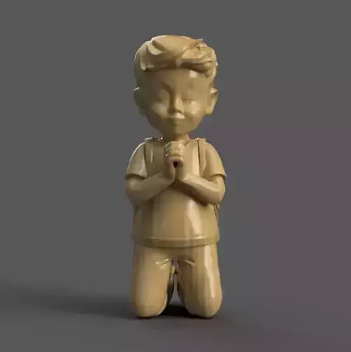 Praying Child 3D Model STL File for Decoration Gifts 4