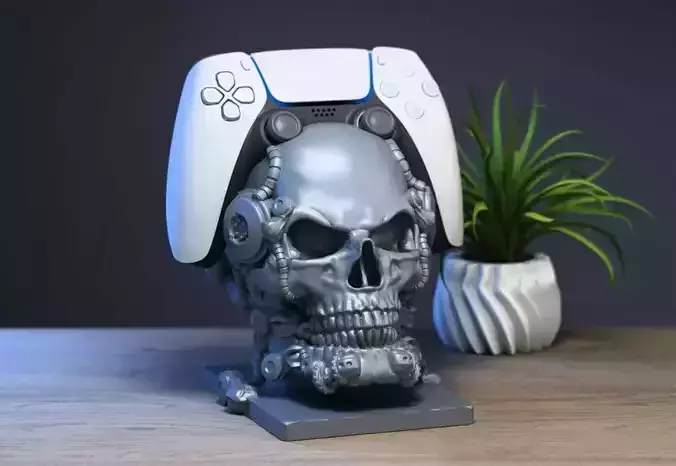 Robot skull Ps5 controller stand 3D print model