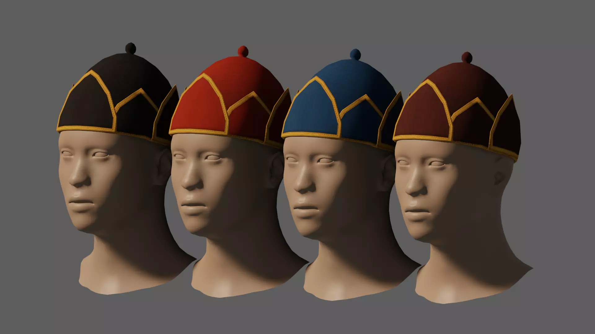 Thai soldier hat Low-poly 3D model_0