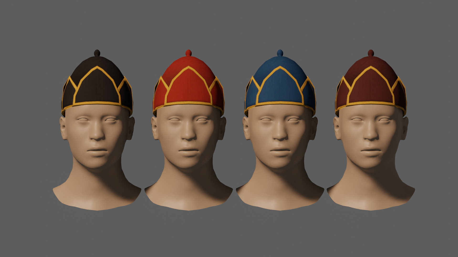 Thai soldier hat Low-poly 3D model_1