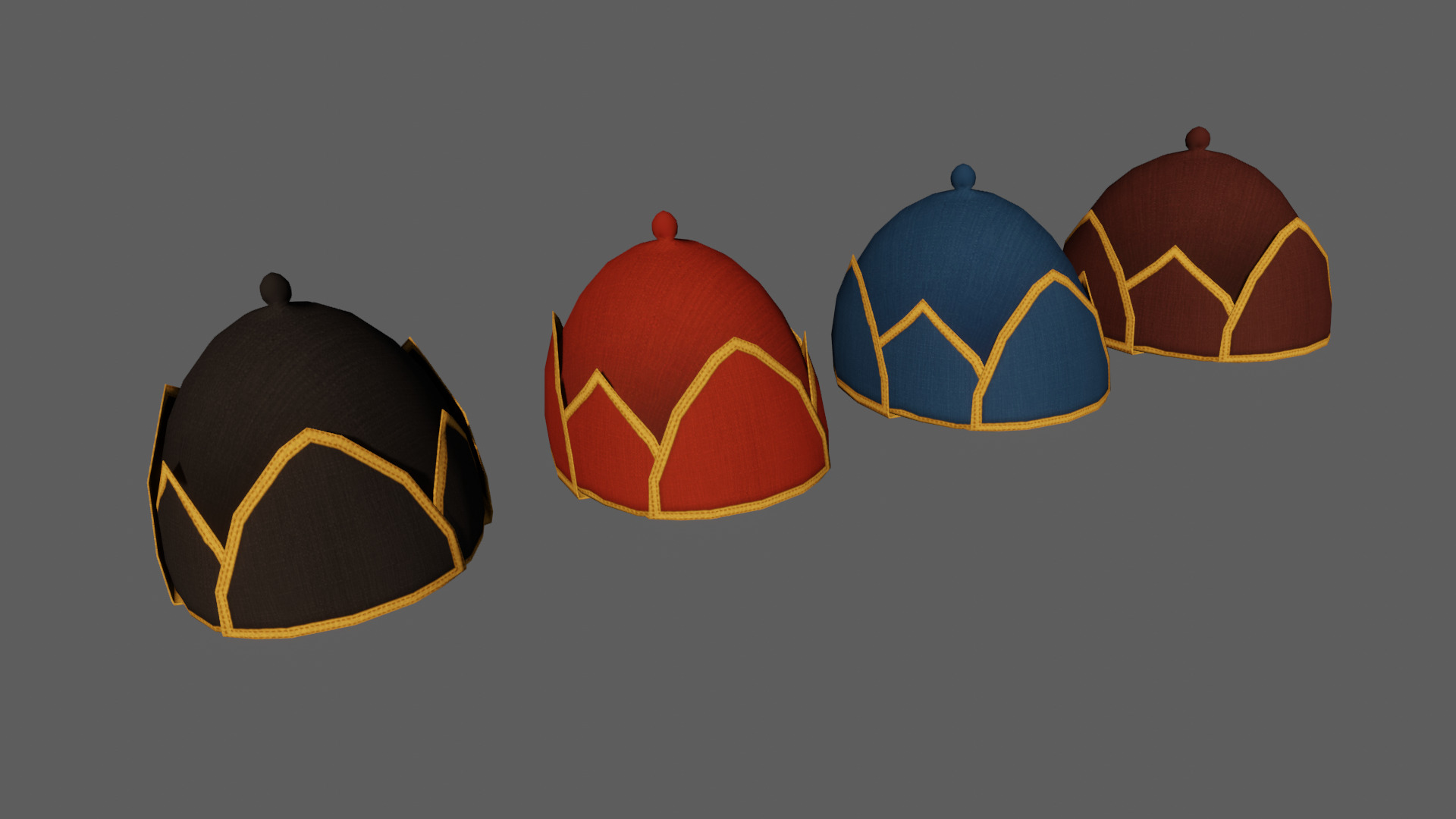 Thai soldier hat Low-poly 3D model_4