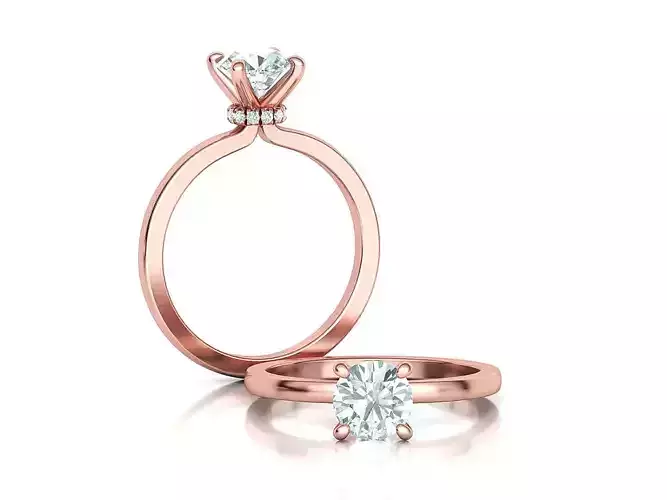 Classic 1ct Under Halo Engagement Ring Solitaire Rings 3dmodel 3D print model