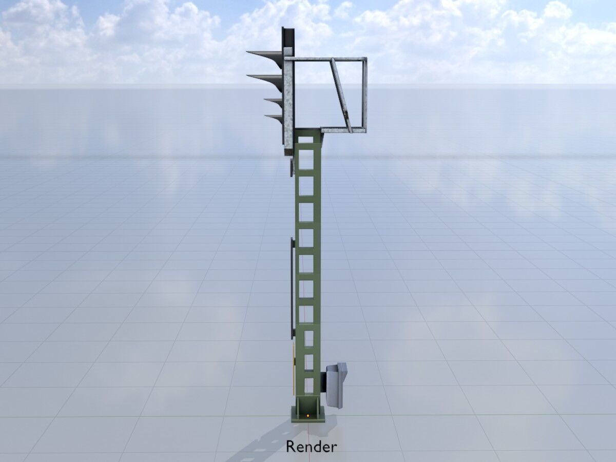 KS Railway Signal Post 4500mm Version-9 Low-poly 3D model_14