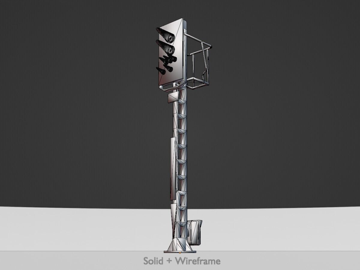 KS Railway Signal Post 4500mm Version-9 Low-poly 3D model_9