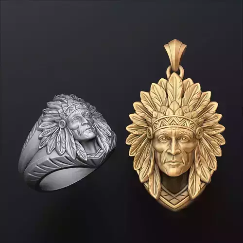 Native Indian v2 Ring Pendant Collection