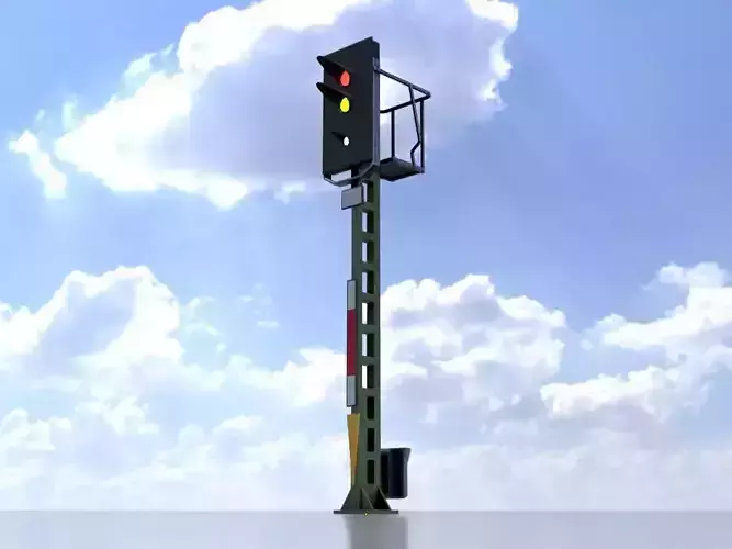 KS Railway Signal Post 4500mm Version-10 Low-poly 3D model