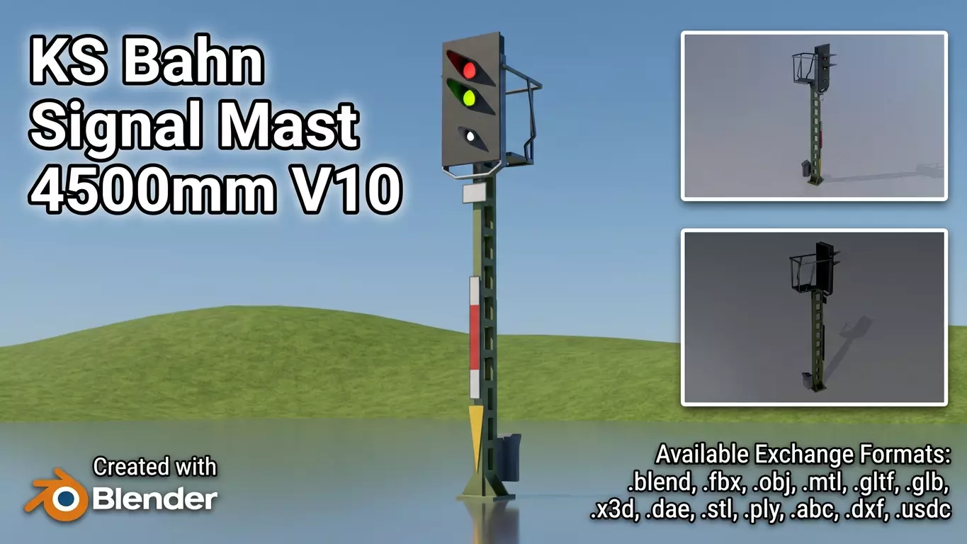 KS Railway Signal Post 4500mm Version-10 Low-poly 3D model