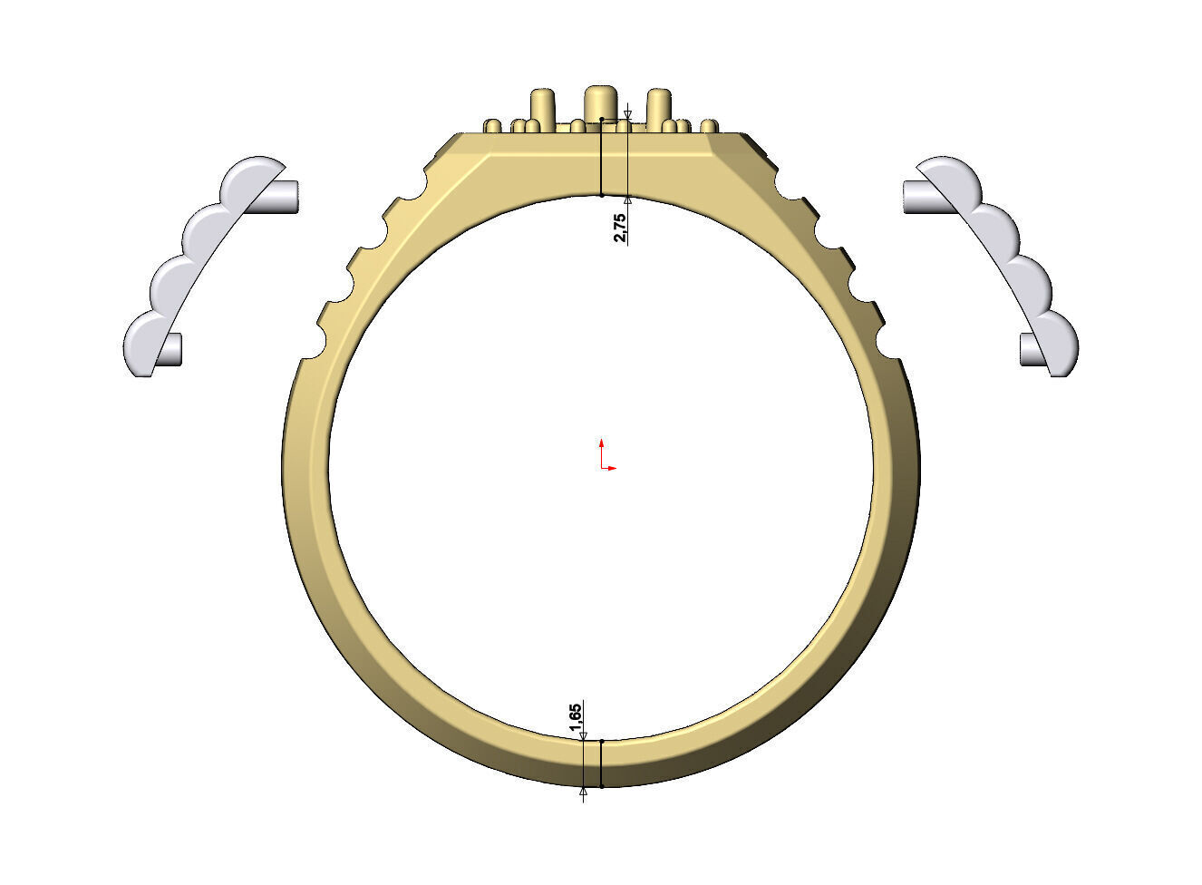 Square presidential link inserts diamond ring US sizes 7to10 3D print model_7