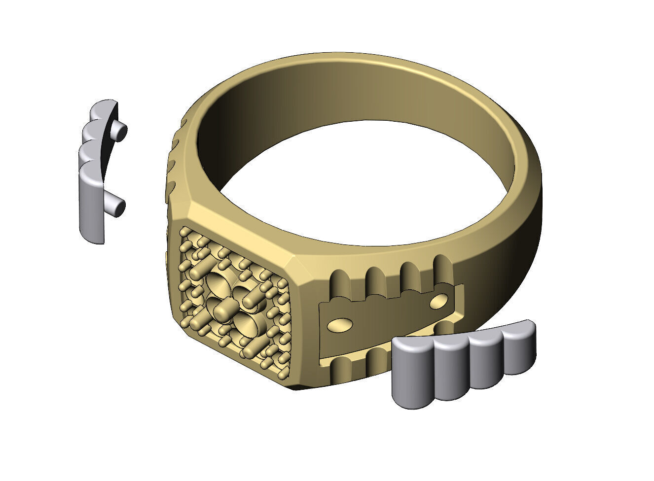 Square presidential link inserts diamond ring US sizes 7to10 3D print model_6