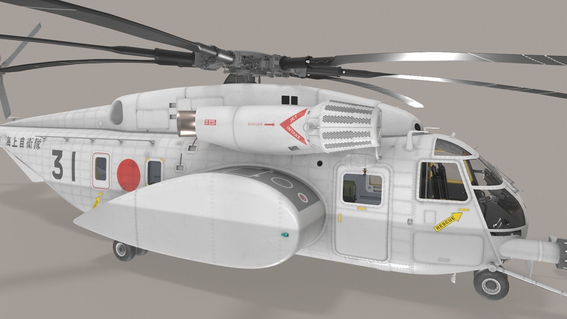 MH-53E Sea Dragon JMSDF Low-poly 3D model_6