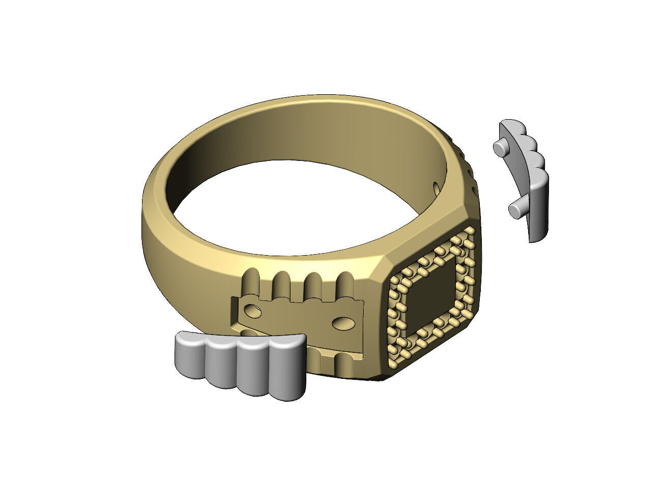 Diamond square presidential link inserts ring US sizes 7to10 3D print model_10