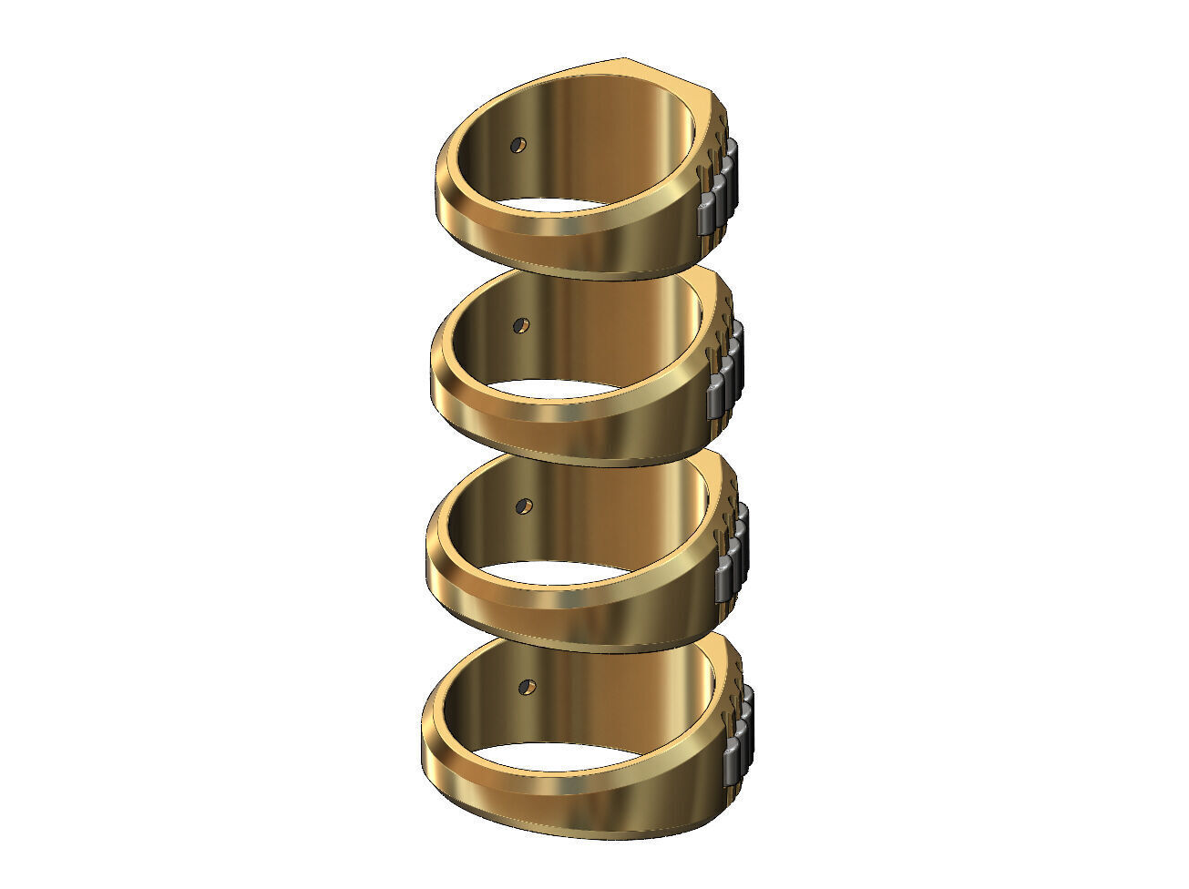 Diamond square presidential link inserts ring US sizes 7to10 3D print model_5