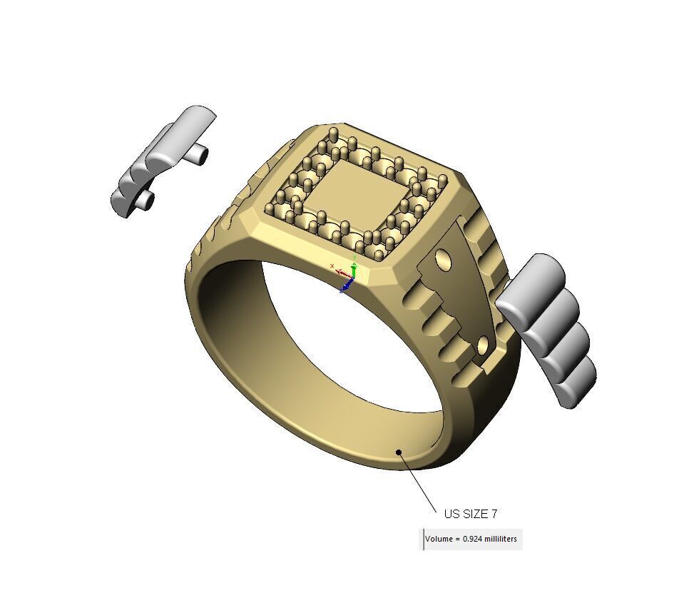 Diamond square presidential link inserts ring US sizes 7to10 3D print model_18