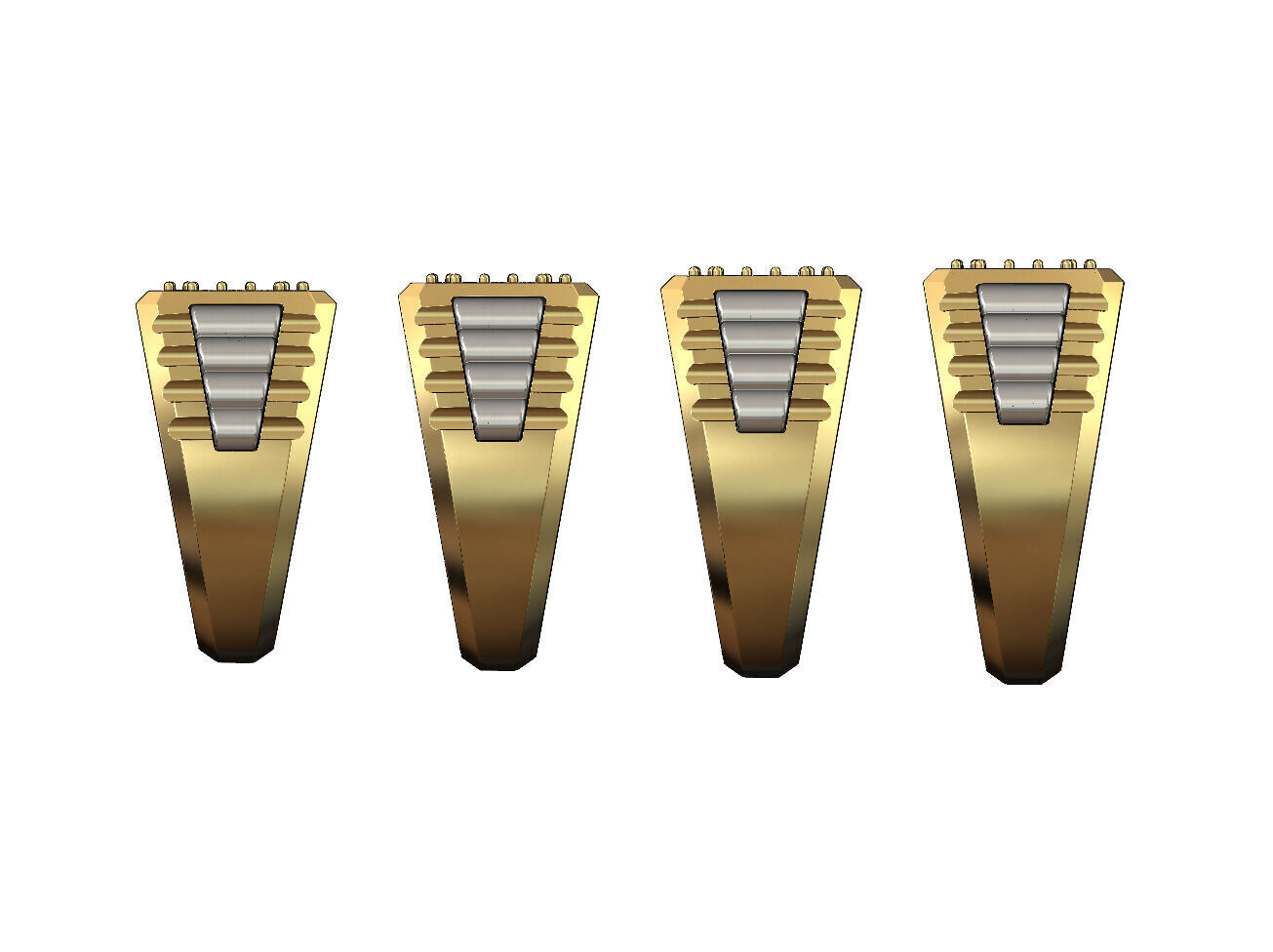 Diamond square presidential link inserts ring US sizes 7to10 3D print model_3