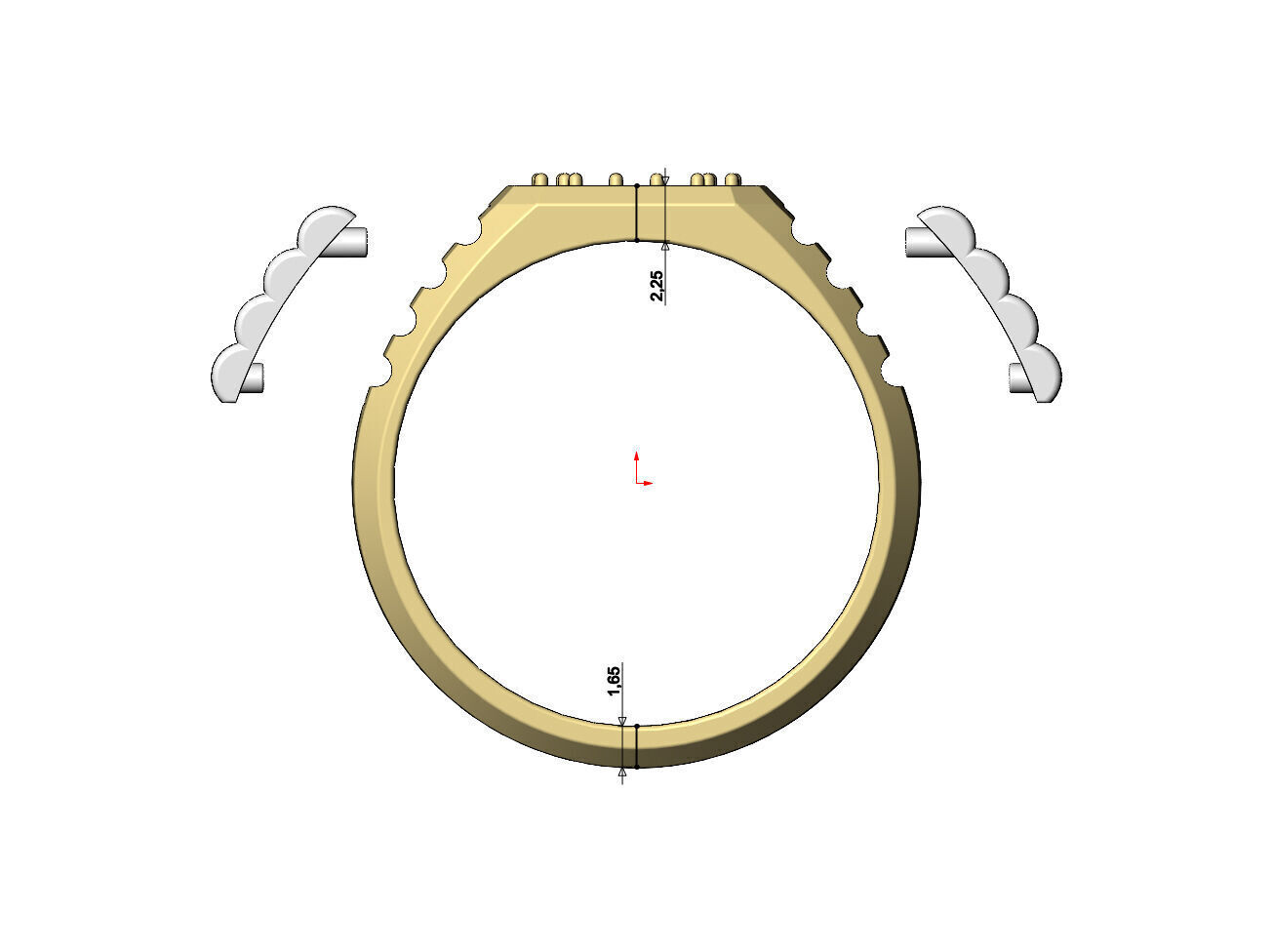 Diamond square presidential link inserts ring US sizes 7to10 3D print model_8