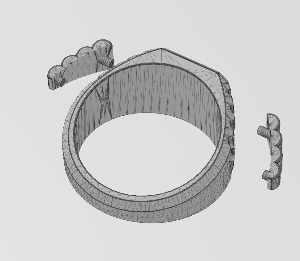Diamond square presidential link inserts ring US sizes 7to10 3D print model_16